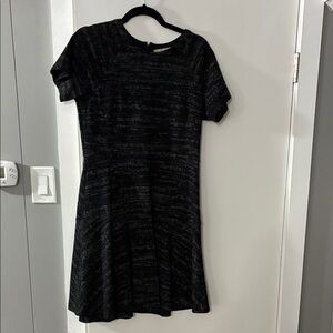 LOFT Black and Gray Short Sleeve Mini Dress